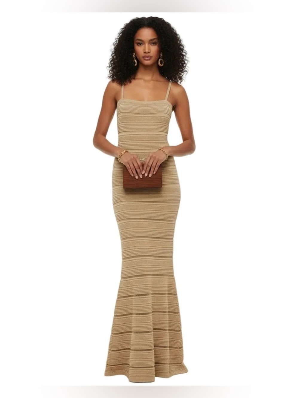 *Flawed RTR Hervé Léger Gold Metallic Bandage Gown (0515)